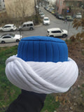 Ottoman Turk Janissary Blue and White imamah, Janissary Hat, Authentic Muslim Cap Sunnah Turban, Prayer Hat for Men