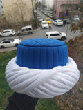 Ottoman Turk Janissary Blue and White imamah, Janissary Hat, Authentic Muslim Cap Sunnah Turban, Prayer Hat for Men