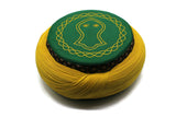 Handmade Green & Mustard Yellow Nalain Sarik, Pecinya, Sorban, imamah, Kufi Cap, Muslim Men's Hat Cap, Pagri, Turban, Skullcap, Ottoman Fez