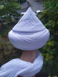 Pure White Prewrapped Naqshbandi Haqqani Cap, White Cyprus Imamah, Unique Islamic Art, Imam Pagri Islamic Men's Head Wear