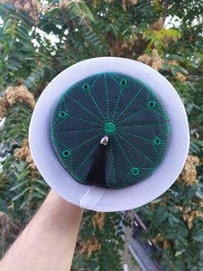 Green and Green Classic Fez Imamah, Islamic Hat, Taqiyyah Islamic Prayer Hat with tassel, Muslim Mens Skull Hat, Masjeed Accessories