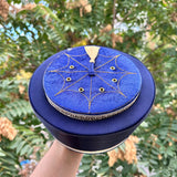 Royal Blue and Gold Classic Fez Imamah, Islamic Hat, Taqiyyah Islamic Prayer Hat with tassel, Muslim Mens Skull Hat, Masjeed Accessories