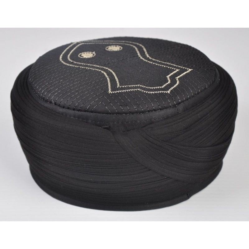 Handmade Black Nalain Pak Imamah, Muslims Prayer Hat with Nalayn, Black Kufi Hat, Nalain Shareef Hat