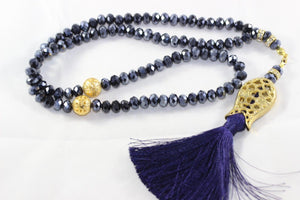 Handmade Eid Gift Dark Blue Color Crystal Prayer Beads 99 Misbaha Tasbeeh Masbaha - Tulips Tasbih - Crystal Tasbeeh