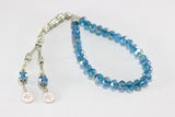 Crystal Tasbeeh - Handmade Islamic Tasbeeh with Ocean Blue Crystal Prayer Beads 33 Misbaha Tespih Masbaha- Tasbih - islamic gift - - islamicbazaar